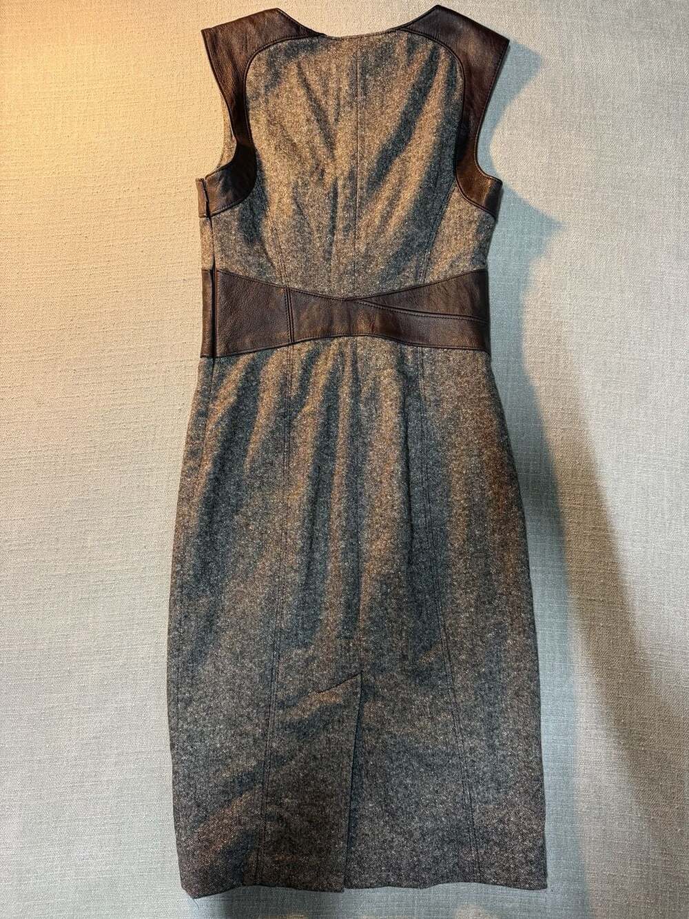 Bebe Brown Tweed Faux Leather Corset Dress Size 4 - Picture 6 of 6